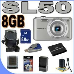 Samsung SL50 10.2 MP Digital Camera w/5X Optical Zoom (Silver) 8GB 