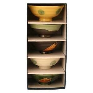  Contemporary Glazed Set of 5 Bowls   Summer