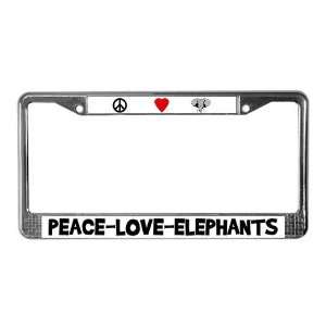  Peace Love Elephants Peace License Plate Frame by 