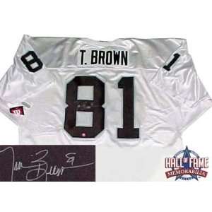  Tim Brown Autographed/Hand Signed White Wilson Jersey 