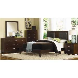 Tiffany Brown Vinyl Collection 4pc Bedroom Set Cherry Finish Queen 