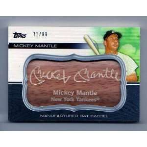   Mickey Mantle Manufactured Bat Barrel Only 99 Made
