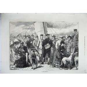   1871 Highlands Scotland Families Dogs Steam Ship Print