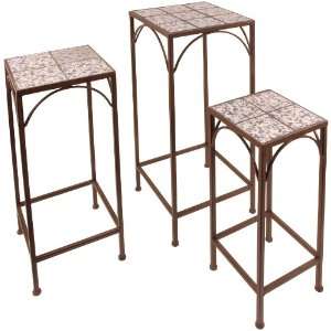   USA Aged Ceramic Nesting Plant Stands, Set of 3 Patio, Lawn & Garden