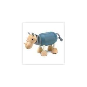   Posable Childs Toy Wooden Rhino Figures 