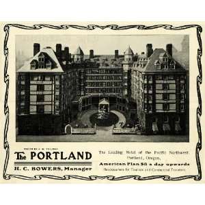  1904 Ad Portland Hotel Bowers Tourism Travel Tollman 