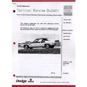  1970 DODGE CHALLENGER T/A Bulletin Manual Automotive