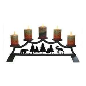  Moose, Bear, And Pine Pillar Candle Holder