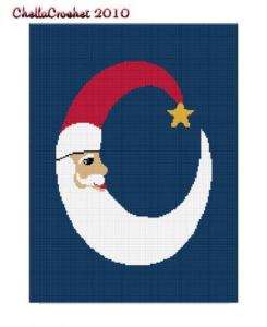 Crescent Moon Santa Claus Afghan Crochet Pattern Graph  