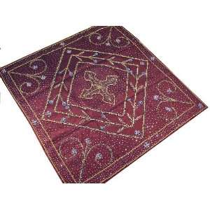   Burgundy Luxury Square Tablecloth Table Cover Overlay