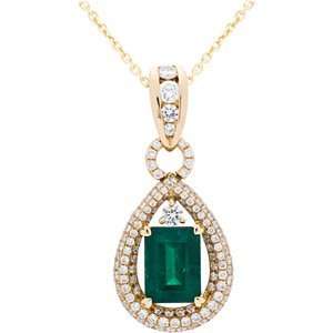 Colombian Emerald and Diamond Pendant in 18kt yellow gold