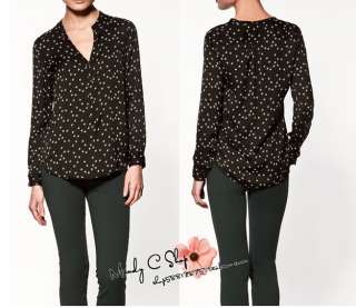 2012 New Zara Fashion Star Print Vintage Soft Touch Tops Blouse Shirt 