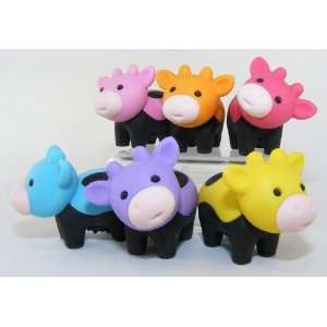  6pcs Japanese Iwako Erasers Black Feet Cow Toys & Games