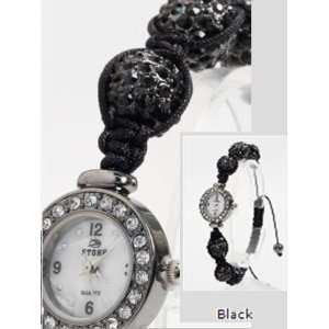 Syms Clear/Black Australian Crystal Shamballa Inspired Bracelet Watch 