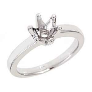   14K White Gold Solitaire Engagement Semi Mount Ring Setting Jewelry