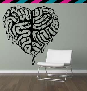 Zombie Brains Heart Love Gore Horror Wall Decal  
