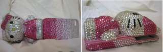 Iphone 4 4S 3GS bling crystal hello kitty Handmade 3D flip leather 