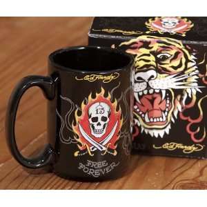 Ed Hardy Tiger & 13 Skull Black Coffee Mug  Kitchen 
