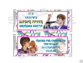 JUSTIN BIEBER candy bar wrappers BIRTHDAY PARTY FAVOR  