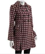 style #310640901 pink plaid wool knit double breasted coat