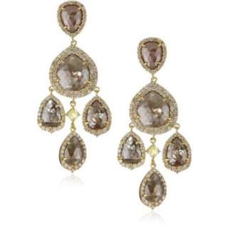 Sutra One of a Kind 18k Gold and Natural Diamond Chandelier Earrings 