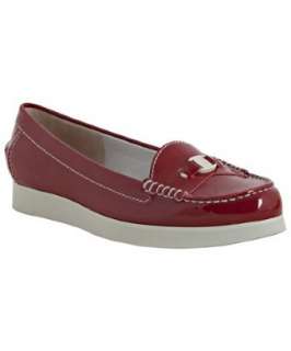 Salvatore Ferragamo red patent leather My Life moc toe loafers 