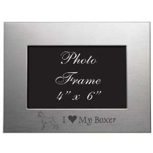   4x6 Brushed Metal Picture Frame   I Love My Boxer