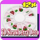 12 x 3D Strawberry in Wheel Acrylic Nail Art Deco F