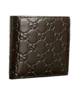 Gucci dark brown guccissima leather bi fold wallet   
