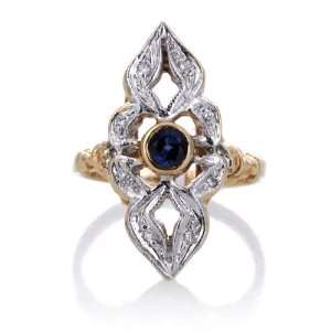  Antique Victorian Diamond Sapphire Dress 14k Ring Jewelry