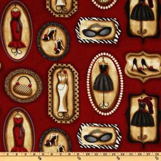   Yard me O my Fashionista Cameos 22206 Red1, Cotton Quilt Fabric  