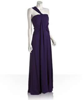 Nicole Miller purple chiffon one shoulder drape gown   up to 