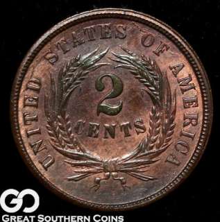 1864 Two Cent Piece SOLID GEM BU++ ** BEAUTIFUL RED BROWN  