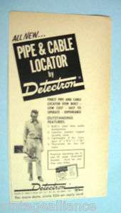 Pipe/Cable Locator DETECTRON TINKER & RASOR DEPT 60s Ad  