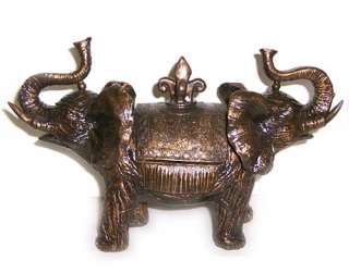 Head Bronze Finish Elephant Figurine Trinket Box NEW  