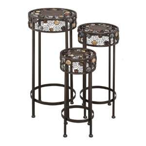   of Three Beautiful Metal Ceramic Plant Stands Patio, Lawn & Garden