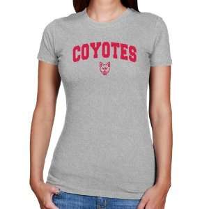 South Dakota Coyotes Ladies Ash Logo Arch Slim Fit T shirt 
