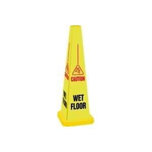  CAUTION WET FLOOR Quad Warning Yellow Safety Cone, 35 