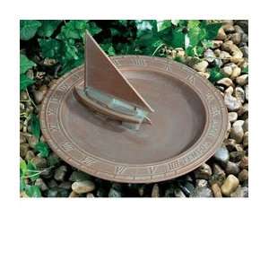  12 1/2 Diameter Sailboat Sundial Birdbath, Copper Verdi 