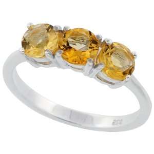   Citrine ThreeStone Ring For Women 5MM ( Size 6 to 10) Size 9 Jewelry