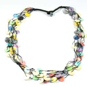  Franki Baker Multicolored Shell on Black Cord Necklace (30 