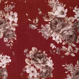 Set of 2 Fabric Placemats 12 X 18 Rose Bouquet (Burgundy Background)