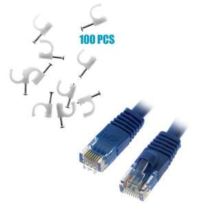  GTMax 100FT Blue Cat6e Cable + White Cable Clip RG6  100 