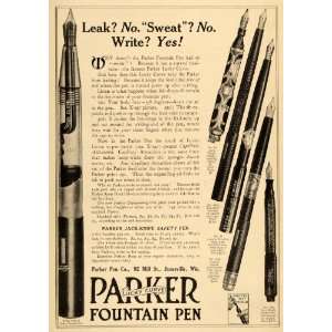  1913 Ad Parker Lucky Curve Fountain Pen Jack Knife Safe 