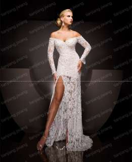   ivory Lace Bridal Gown Evening Prom Pageant dresses Long Sleeve  