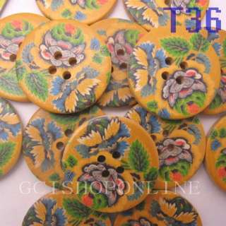 30 500pcs Pattern Wood Buttons 30mm Craft Sewing m2  
