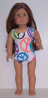 WHITE 1PC PEACE SWIMSUIT *** DOLL CLOTHES FIT AMERICAN GIRL  