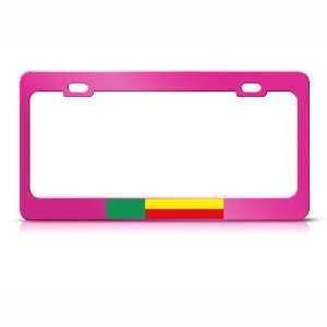 Benin Flag Pink Country Metal license plate frame Tag Holder