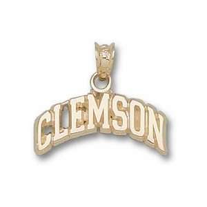  Clemson Tigers Arched Clemson Pendant   10KT Gold Jewelry Sports