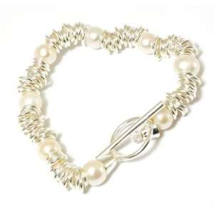   Silver Pearl Candy Bracelet With T Bar Closure The Olivia Collection